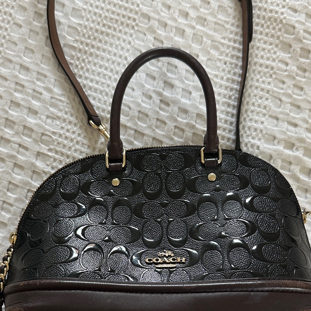 Coach Black and Brown Signature Shoulder Bag